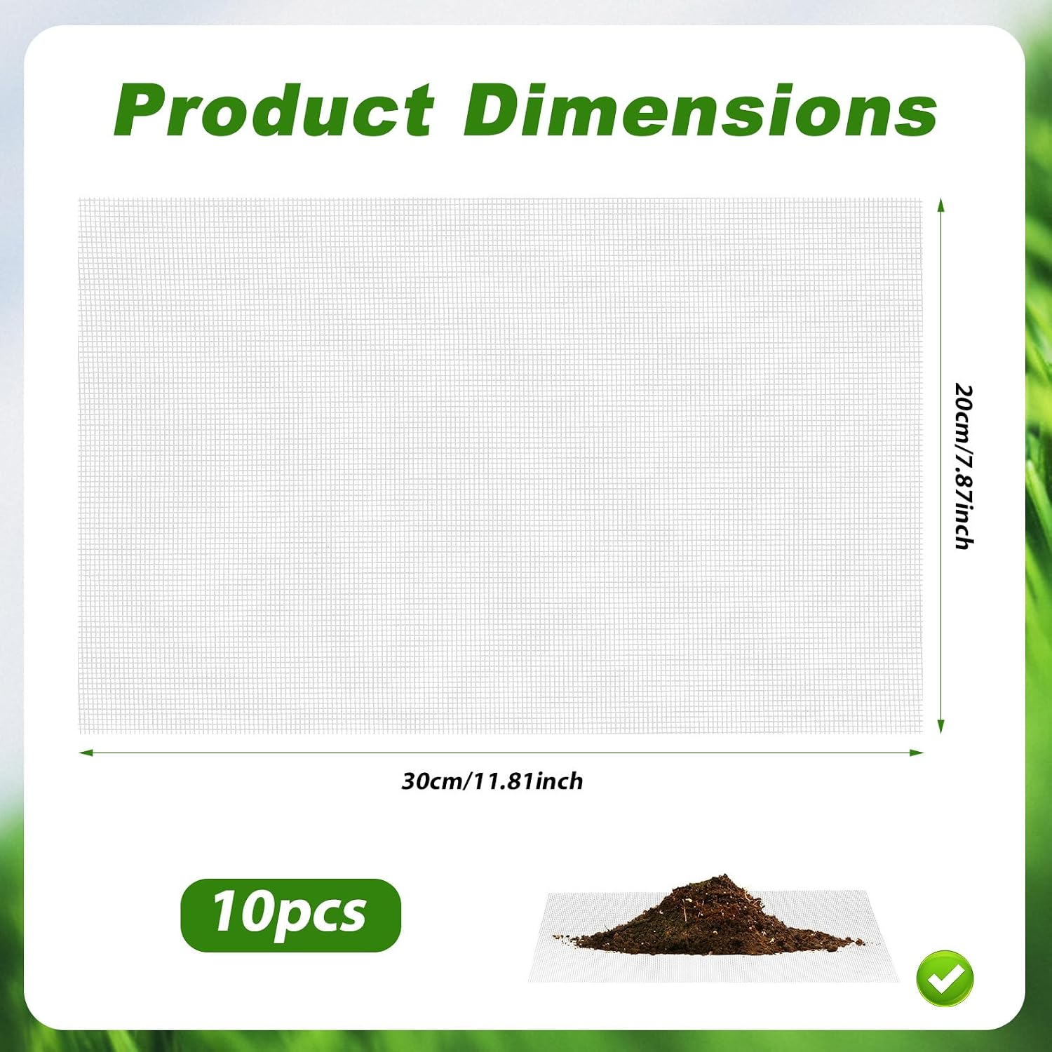 lasuroa 10pcs Flower Pot Hole Mesh Pad | 11.8x7.8 Inch Bonsai Mesh Drainage Screens Plant Pot Drainage Meshes for Preventing Clart Leakage (White)