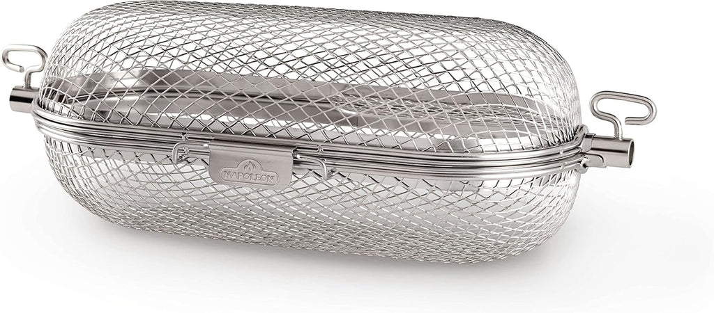 Napoleon Rotisserie Grill Basket - Stainless Steel, Fits Standard Spit Rods, Best For Wings, Fries And Roasted Veggies