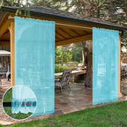 SpaceDresser Waterproof Outdoor Sheer Curtains for Patio - 4 Panels Rod Pocket Indoor Voile Sheer Curtain for Living Room,52W x 120L inch,Aqua