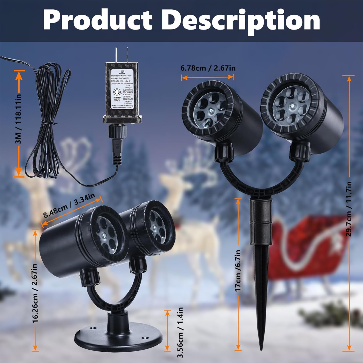 Christmas Lights Projector, Christmas Decorations Lighting Projector, with Timer Dynamic Led Xmas Tree Santa Claus Jingle Bells Lights, for New Year Party Garden Wall Outdoor Indoor Holiday Decor