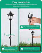 EDISHINE Low Voltage Landscape Lighting, 12V 3W 120LM 3000K Seed Glass Outdoor Landscape Path Lights with Connectors, ORB Waterproof Electric LED Pathway Light Wired for Walkway Garden Yard, 4 Pack