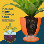 Yellow Plant Pots with Drainage Holes & Saucers 5 Pack, Indoor & Outdoor Stackable Space-Saving Planters for Houseplants & Flowers, (7", 6.7", 6", 5.3", and 4.8" Inches), Durable & Weatherproof