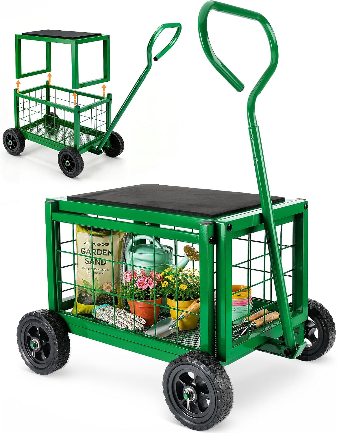 hulisen garden cart with detachable seat, rolling garden, main product view