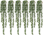 6 Pcs Artificial Succulents Hanging Plants, Fake String of Pearls Greenery Plants, Decoration for Wall, Home, Backdrop, Garden, Indoor and Outdoor