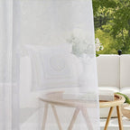 RYB HOME 2 Panels Outdoor Curtains for Patio - Linen Look Semi-Sheer Curtains for Patio Waterproof, Indoor Outdoor Drapes for Gazebo Pergola Balcony Pool Spa, Wide 54 x Long 84