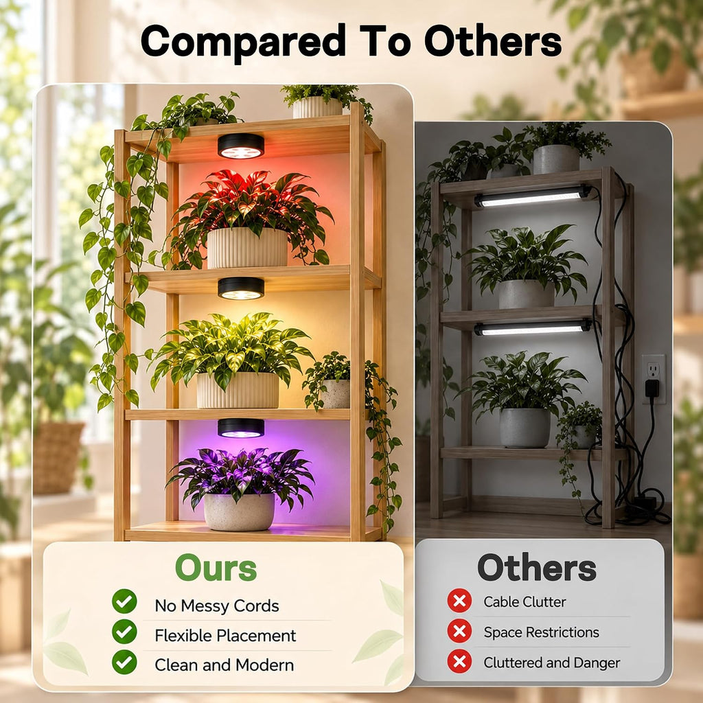 rechargeable grow lights for indoor plants, cordless plant, front angle view