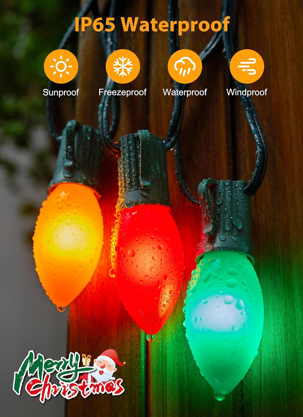 Vintage Christmas Lights Outdoor, 100Ft C9 String Lights with 100 LED Bulbs | Waterproof Shatterproof Connectable Commercial Christmas Tree Lights for Outside Roofline Patio Yard Home Decor, Multicolor