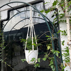 RIFNY Macrame Plant Hanger Indoor, 35 Inch Hanging Plant Holder with Hooks, Large Boho Hanging Basket Plant Hanger for Wall Window Ceiling Plants Decor (White, 1PC)