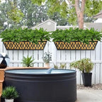 6 Pack 30 Inch Window Boxes Planters Railing Planter Box with Adjustable Brackets for Porch Fence Patio Balcony Hanging Flower Baskets with Coco Liners for Outdoor Garden Decor - Black