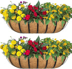 2pack 24-inch Window Sill Window Railing Planters with Cocoa Liner for Outdoor Balconies, Porches, Fences, Patio Railings