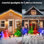 Spotlight Outdoor – 120V Plug-in, 2700K Warm White LED Landscape Spot Lights with RGB 3 Lenses for Yard, Garden, Lawn&Tree Decor, IP67 Waterproof, Perfect for Holidays&Everyday (1 Pack, Black)
