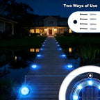 Flacchi Solar Lights Outdoor - Solar Powered Ground Lights Outdoor Solar Disk Light Waterproof Landscape Light for Patio Yard Pathway Walkway Driveway (Blue, 12 Pack)