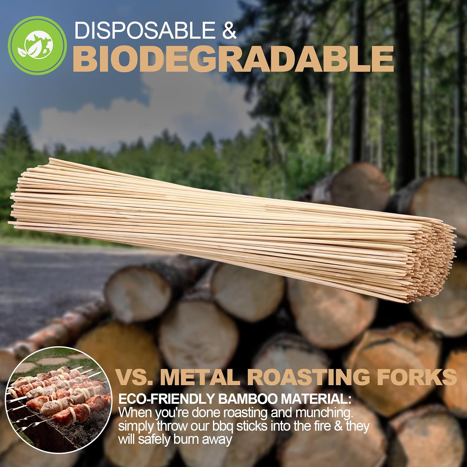 500 Pcs Marshmallow Roasting Sticks 30" Long 5mm Thick, Smores Sticks Bamboo Skewers BBQ Kabob Grilling Barbecue Roasting Camping for Outdoor Fire Pits Campfires