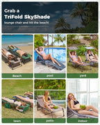 KingCamp Tanning Chair with Face Hole, Lounge Chairs Outdoor Folding Comfy Adjustable 5-Position Foldable Chaise Chaser with Canopy Shade for Outside Beach Patio Sun Bathing Pool, Green/White