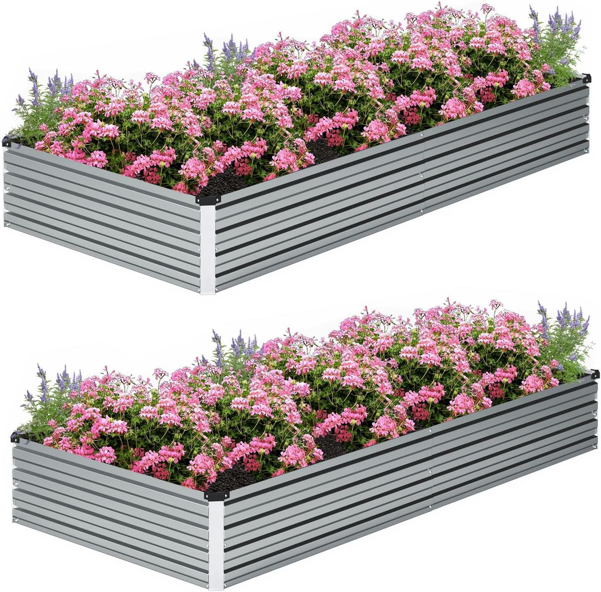 8x2x1ft galvanized raised garden bed kit,gardening planter box, main product view
