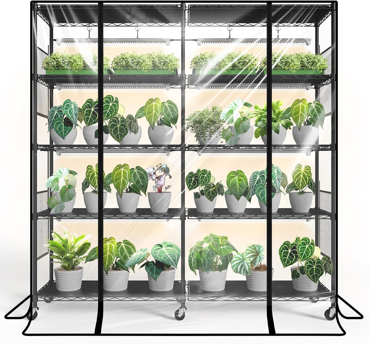 bstrip 4-tier large indoor greenhouse with grow light, main product view