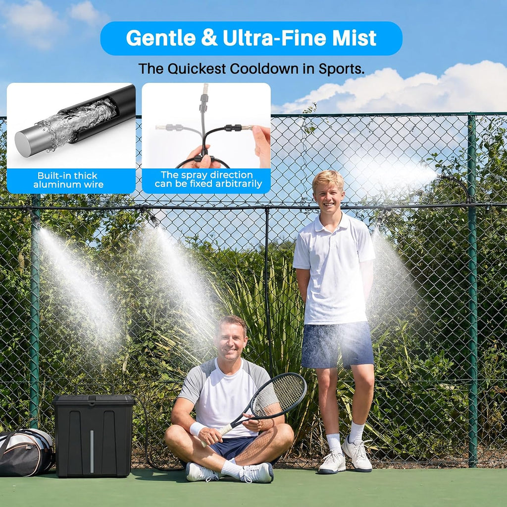 ausic portable misting system, outdoor water misters for showing dimensions