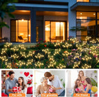 Solar Garden Lights 4 Pack Waterproof Solar Swaying Starburst Light Outdoor Lights for Yard Patio Walkway Pathway Party Wedding Christmas Decoration, Warm White