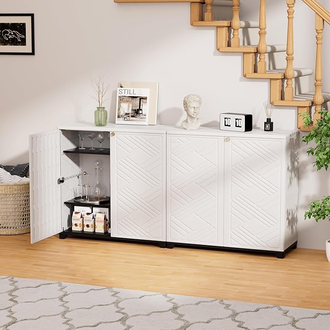 Storage Box Outdoor Caninet,Resin Indoor Storage Box Waterproof,Outdoor Storage Cabinets for Patio/Garden/Backyard(with 1 Shelf)-White