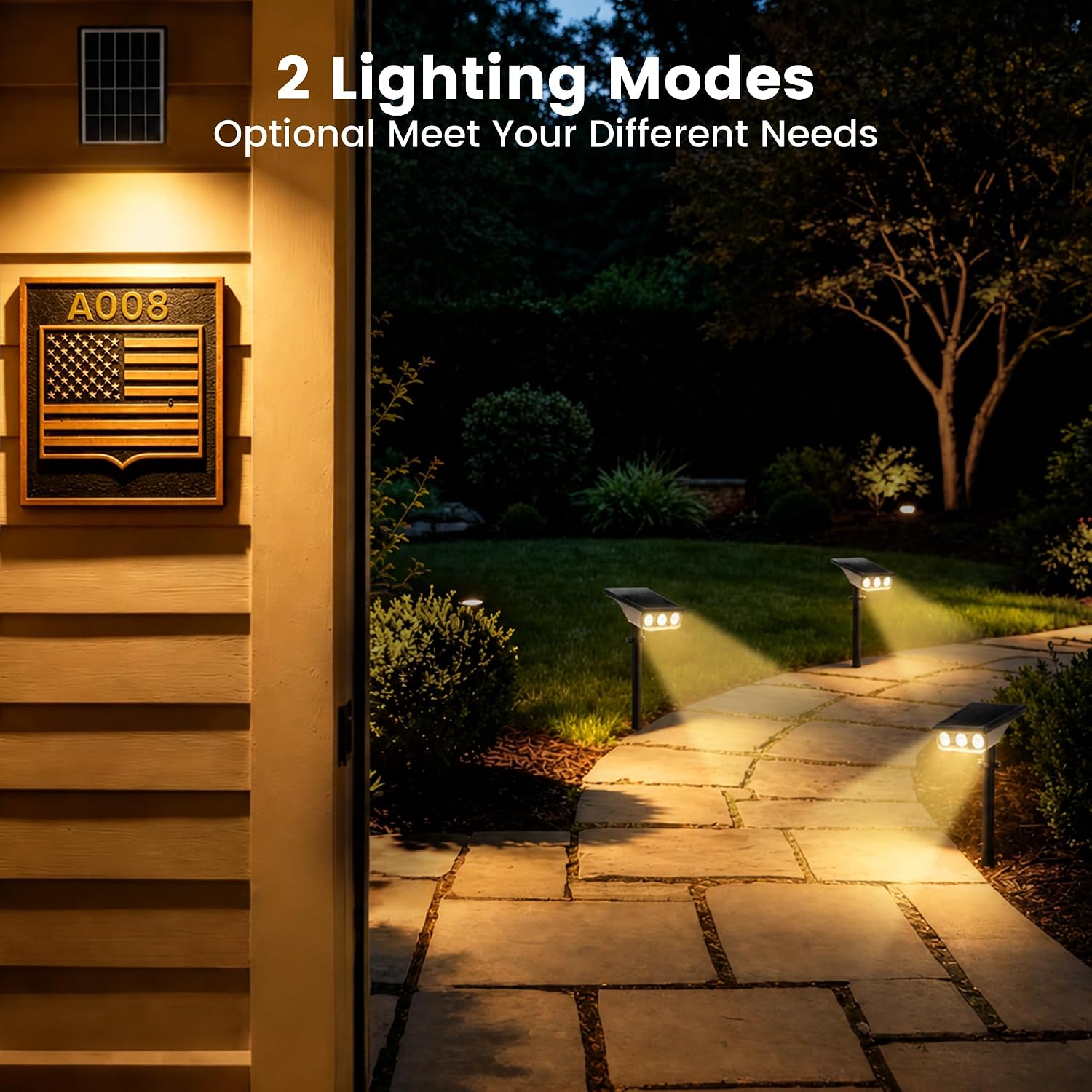 Solar Spot Lights Outdoor Waterproof IP65, 2 Lights Modes Solar Powered Landscape Lights，Outside Pathway Lights for Sign Garden Yard Walkway Driveway Decorations (4 Pack-White &Warm White)