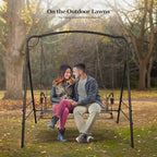 VINGLI Upgraded Metal Patio Porch Swing, 660 LBS Weight Capacity Steel Porch Swing Chair for Outdoors, Heavy Duty Swing Chair Bench for Gardens & Yards (Pattern 6)