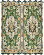 Ombre Green Boho Outdoor Curtains for Patio Waterproof, Grommet Privacy Curtain Drapes Weatherproof Outside Curtains for Porch GazeboPergola Cabana 2 Panel 54x95inch Vintage Ethnic Tribal Geometric