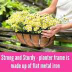 LaLaGreen Wall Planters - 16 Inch, 2 Pack Deck Railing Planter Boxes for Outdoor Plants, Window Flower Box with Coco Liners Metal Horse Troughs Fence Balcony Garden Herb Pot Patio Porch Over Rail