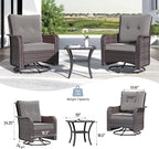 Kullavik 9 Pieces Outdoor Patio Furniture Set,PE Wicker Rattan Sectional Sofa Patio Conversation Sets with Swivel Rocking Chairs Set,Grey
