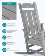 SERWALL Oversized Rocking Chair Set of 4 Outdoor, HDPE Outdoor Rocking Chair Set of 4, Space Gray