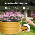 ZXZYHFTY Round Galvanized Raised Garden Bed kit,Yellow Outdoor Garden Raised Planter Box, Round Large Metal Raised Garden Beds for Vegetable 2 * 2 * 1ft 3 Pcs