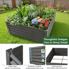 A ANLEOLIFE Set of 8,18 Inch Tall Quartz Grey Raised Garden Beds Kit, L-Shaped & Square Metal Planters –Ideal for Structured Backyard Layouts.