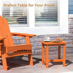 LUE BONA Outdoor Side Table Set of 2, HDPS Small Outdoor Table, Adirondack Side Table, Outside End Table for Patio, Porch, Deck, Pool, Weather Resistant/Easy Maintenance/Indoor or Outside Use, Orange