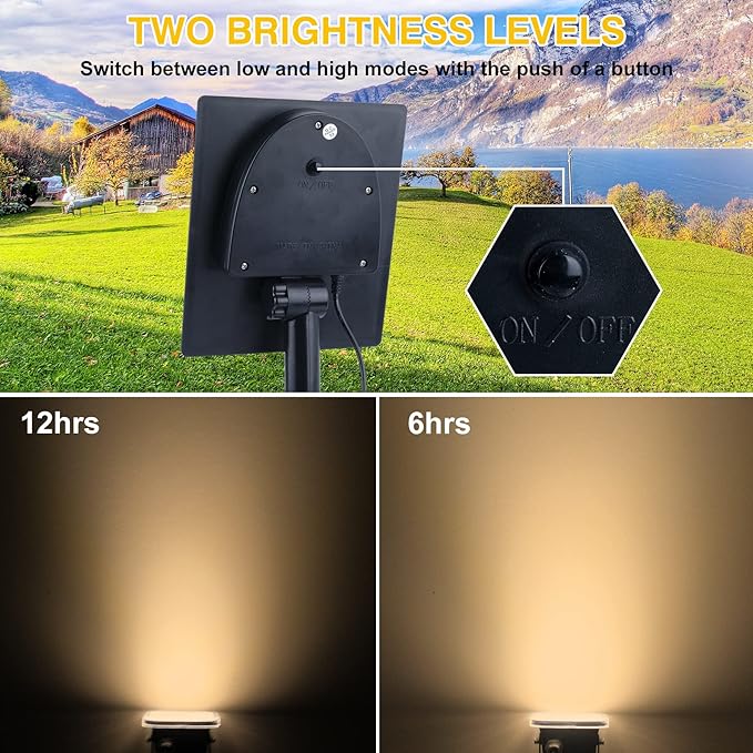 Solar Spot Lights Outdoor, 20 LED IP65 Waterproof Solar Landscape Spotlights, Dusk-to-Dawn 3000K Warm White Outdoor Spot Light Lighting for Yard Garden Driveway Porch Walkway, 4-in-1