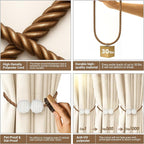 Hion Magnetic Curtain Tiebacks Dark Brown 6 Pack, Curtain Tiebacks Buckles Holdbacks Holders Hooks Clip for Home Bedroom Office Decorative Thick or Thin Curtain