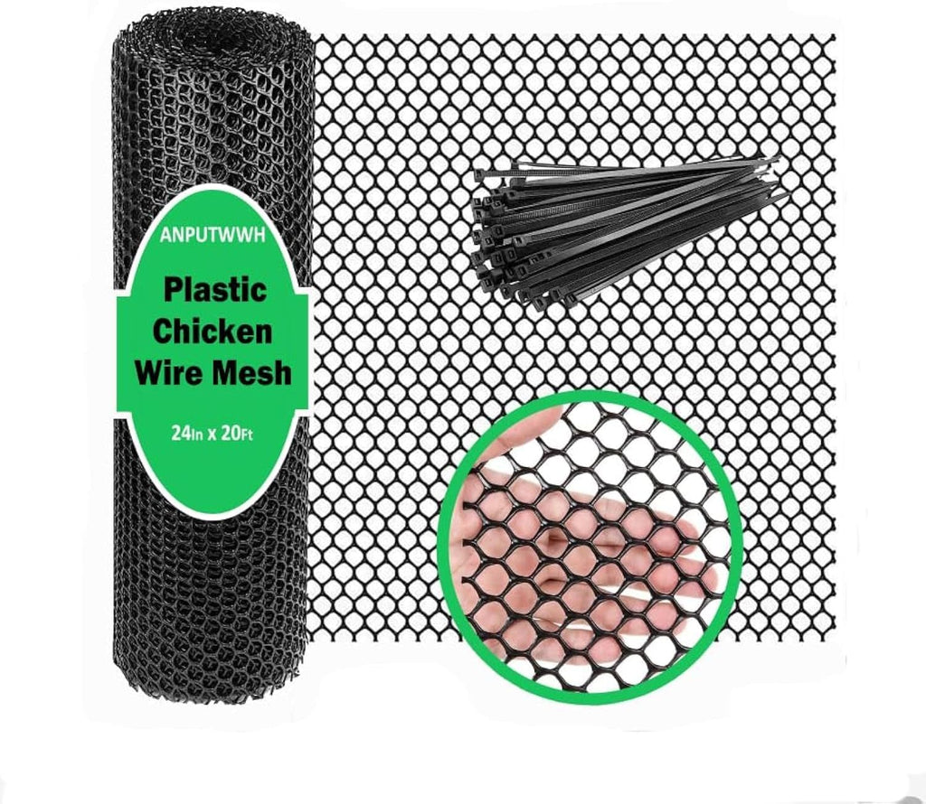 upgraded plastic chicken wire fence mesh(24inx20ft) - black/green/white, main product view