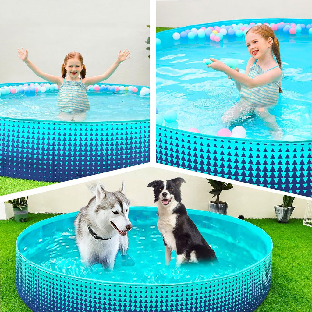 Jasonwell Foldable Dog Kiddie Pool - Hard Plastic Kids Paddling Pool Toddler Baby Swimming Pools for Backyard Collapsible Whelping Box Pet Doggie Cats Wading Pools Bathtub for Puppy Large Dogs 48In,G