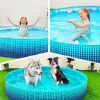 Jasonwell Foldable Dog Kiddie Pool - Hard Plastic Kids Paddling Pool Toddler Baby Swimming Pools for Backyard Collapsible Whelping Box Pet Doggie Cats Wading Pools Bathtub for Puppy Large Dogs 48In,G