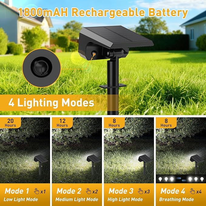 Solar Spot Lights Outdoor Waterproof IP65, [12 Pack/100 LED/4 Modes] 2-in-1 Solar Landscape Spotlights, Auto On/Off High Lumens Spot Lights for Outside Yard Garden Pathway(Cool White)