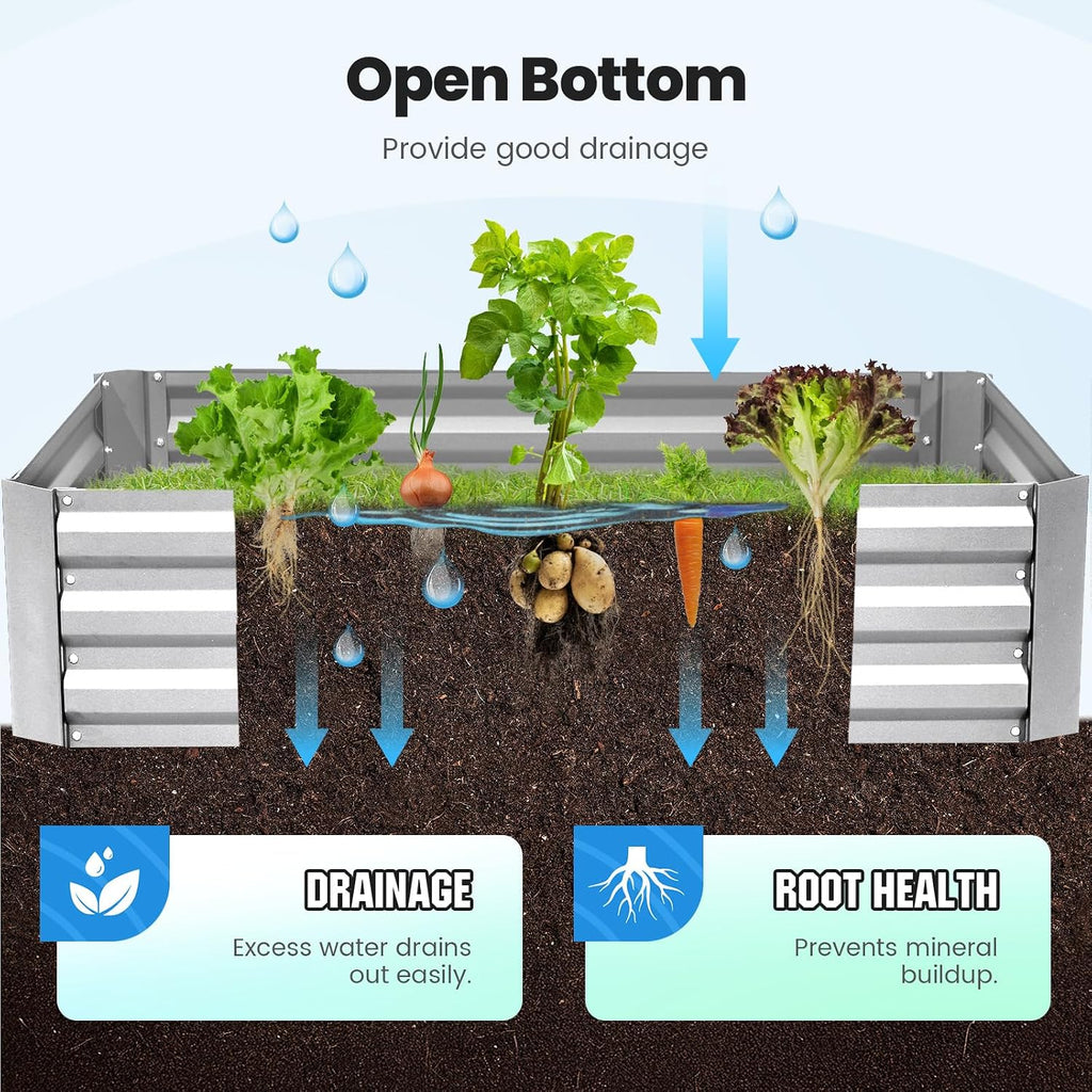 quictent 4x3x2ft galvanized raised garden bed with cover, front angle view