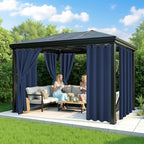 Outdoor Curtains for Patio Waterproof - 6 Panels Privacy Weatherproof Outside Curtains with Grommets for Pergola, Gazebo, Porch, Cabana, Balcony, 54 x 84 Inch, Navy