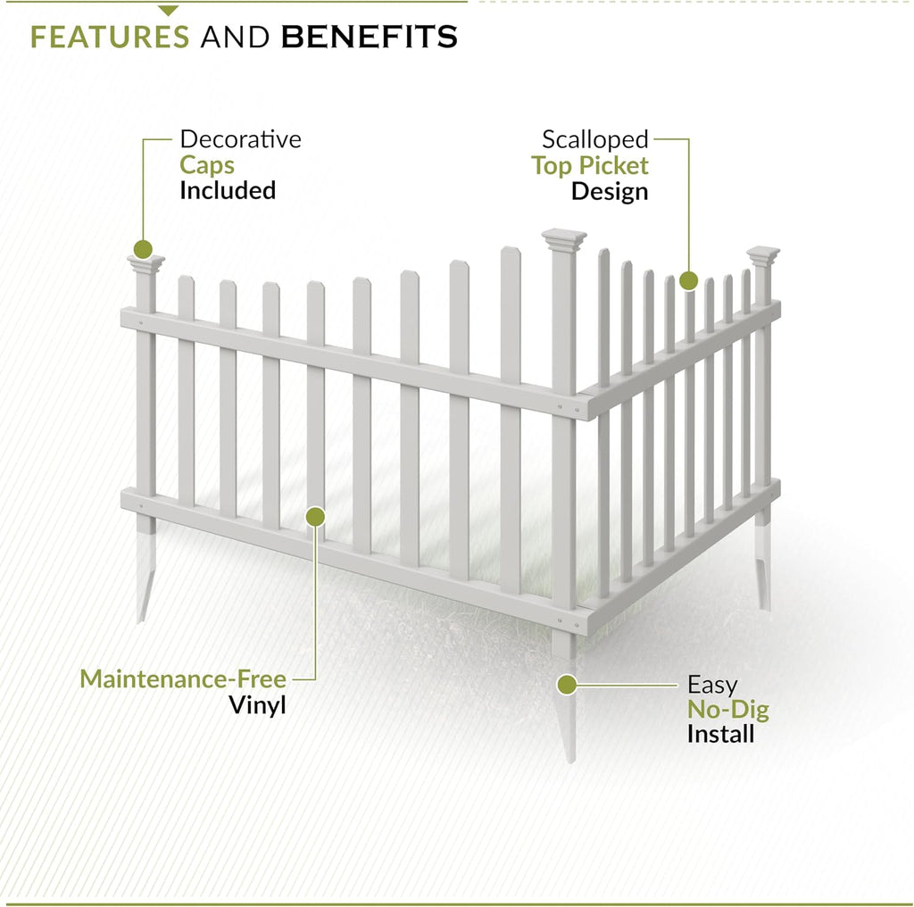 zippity ashley corner picket fence, white vinyl diy, close-up detail