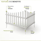 zippity ashley corner picket fence, white vinyl diy, close-up detail