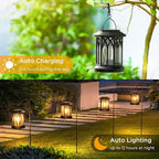 WdtPro Solar Lanterns Outdoor Waterproof, Upgraded Bright Hanging Solar Lights for Outside,Solar Powered Lanterns Lighting LED for Garden Patio Yard Decorative 6 Pack (Warm Light)