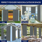 PureFit Outdoor Curtains for Patio Waterproof Weatherproof, UV Resistant Outside Curtains for Gazebo, Front Porch, Pergola, Sun Blocking Privacy Curtain, 52W x 95L inch, 1 Panel, Gray