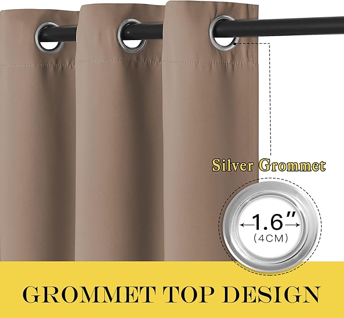 NICETOWN Blackout Curtains 63 inches Long for Living Room Bedroom, Grommet Thermal Insulated Room Divider Drape Window Treatment for Sliding Patio Door, W100 x L63, 1 Panel, Cappuccino