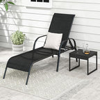Giantex 2 Pack Patio Lounge Chair, Outdoor Chaise Lounge with 5 Adjustable Backrest, Sturdy Steel Frame, Sunbathing Recliner, Beach Chair, Tanning Chair for Outside, Yard, Balcony, Pool Chairs, Black