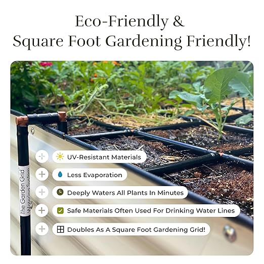 Garden Grid Watering System | Garden Irrigation System for Garden Beds – But Better | Pre-Assembled, Waters Every Plant, 2-Min Setup, USA-Made, Lasts 5–10x Longer Than Drip Irrigation | 4x8 – 44"x88"