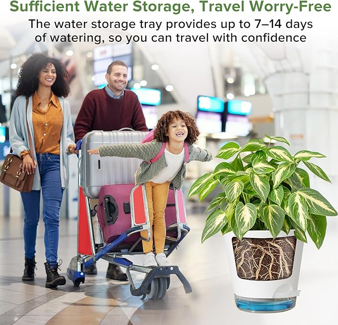 GARDIFE 2026 Upgraded Self Watering Plant Pots with Drainage Hole, 7/6.5/6/5.5/5/4 Inch Flower Planting Containers for House Plants, African Violet, Flowers, Cactus (White, 7+6.5+6+5.5+5+4 inch)