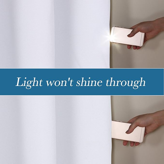 H.VERSAILTEX White Linen Blackout Curtains Durable Thick Textured Linen Look 100% Blackout Patio Door Curtain Anti Rust Grommet Extra Wide Sliding Door Curtain Panel, W100 x L108 inch- Bright White