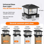 VOLISUN Metal Solar Post Cap Lights, Edison Bulb Light 1Pack,Black | Metal shell solar lamps with adjustable base 3.5x3.5-6x6 posts, warm & cool light for yard, fence, deck outdoor use